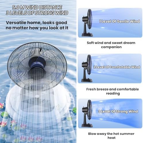 Silent 90° Oscillating Desk Fan, 43cm/44.5cm Quiet Table Fan for Bedroom, Office & Living Room - Powerful Air Circulation, Compact & Energy Efficient
