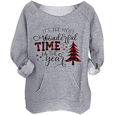 Christmas Movies Watching Shirt Sweatshirt Xmas Truck Women Off Shoulder Sweatshirt Slouchy Sexy Long Sleeve Pullover Tops - grey - XL Cover