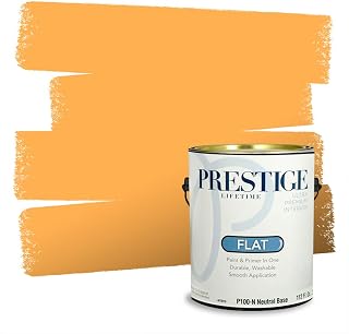 PRESTIGE Paints Interior Paint and Primer In One, 1-Gallon, Flat, Comparable Match of Valspar* Pumpkin Butter*