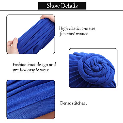 6 Pieces Women African Turban Flower Knot Pre-Tied Bonnet Beanie Cap Headwrap (Simple Patterns) #TOP5