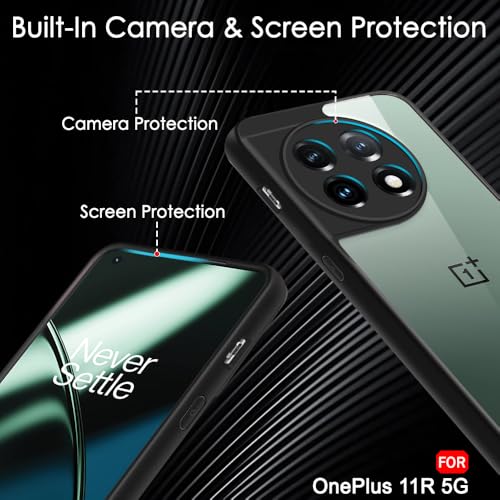 Image of TheGiftKart Hybrid Shockproof Back Cover Case for OnePlus 11R 5G | Camera Protection Bump | Hard Back Cover Case for OnePlus 11R 5G (PC & TPU, Transparent Clear Back, Black Sides)