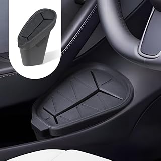 Tesla Trash Can, Tesla Model 3 Garbage Can Car Trash Bin with Cover Side Door Storage Box Organizer (Left Front Side Door) Tesla 3 Accessories, Black