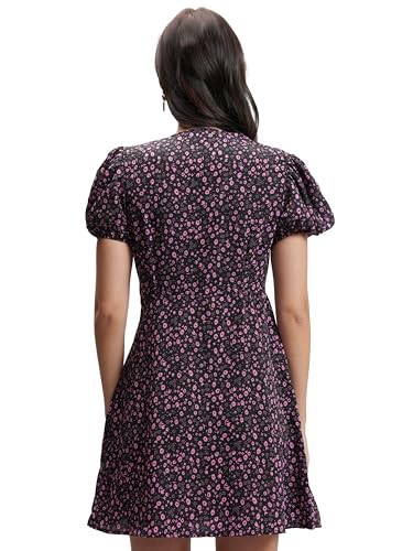 Image of Tokyo Talkies Women's Dresses for Women | Floral Print | Short Smocked Dress | Puff Sleeves | Elegant & Trendy