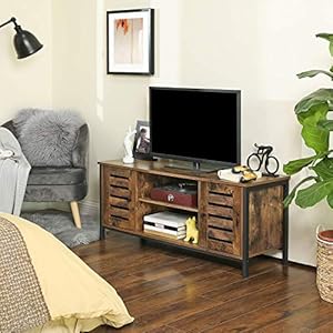 Vasagletvstandfor50inchestelevisionsentertainmentcenterwithstorageshelvescabinetwithlouvereddoors433rusticbrown Urban Country Home Decor Vasagle tv stand for 50 inches televisions entertainment center with storage shelves cabinet with louvered doors 433 rustic brown urban country home decor