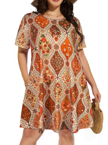 Image of Plus Size Summer Dresses Casual Tshirt Dress Loose Beach Pockets Sundress