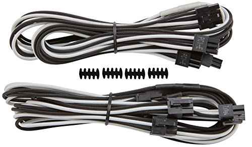 Corsair Premium Individually Sleeved PCIe Cables with Dual Connectors WHITE BLACK PS731 CP-8920184