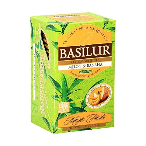 Basilur Magic Fruits Melon & Banana Green Tea Foil Enveloped 20 Teabags of 1.5 g Cover