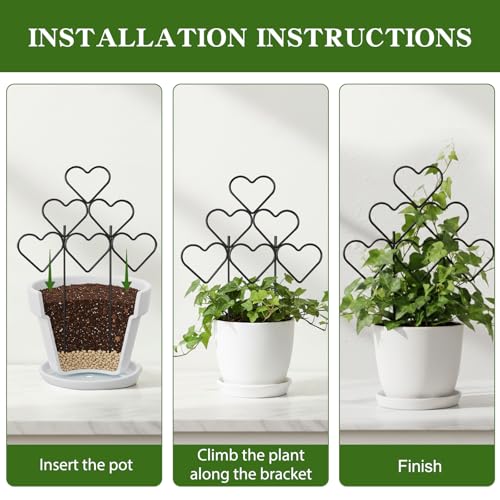 Image of ZOUTOG 15 Inch Trellis for Climbing Plants Outdoor 3 Pack,Rustproof Metal Garden Trellis for Potted Plants,Sturdy Houseplant Support Indoor Outdoor for Ivy Pothos Monstera Hoya Flower Vine