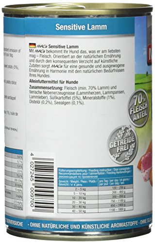 Mac's Mono Sensitive Lamm, 6er Pack (6 x 400 g)