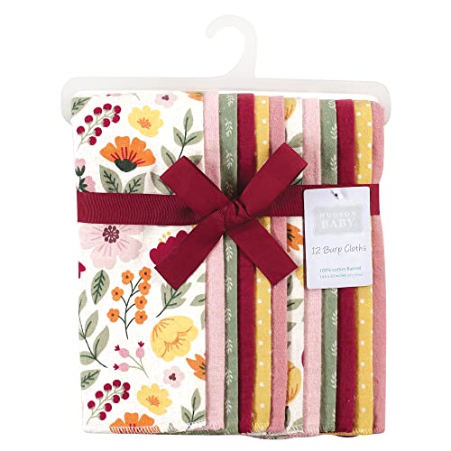 Image of Hudson Baby Unisex Baby Cotton Flannel Burp Cloths Bundle, Fall Botanical, One Size