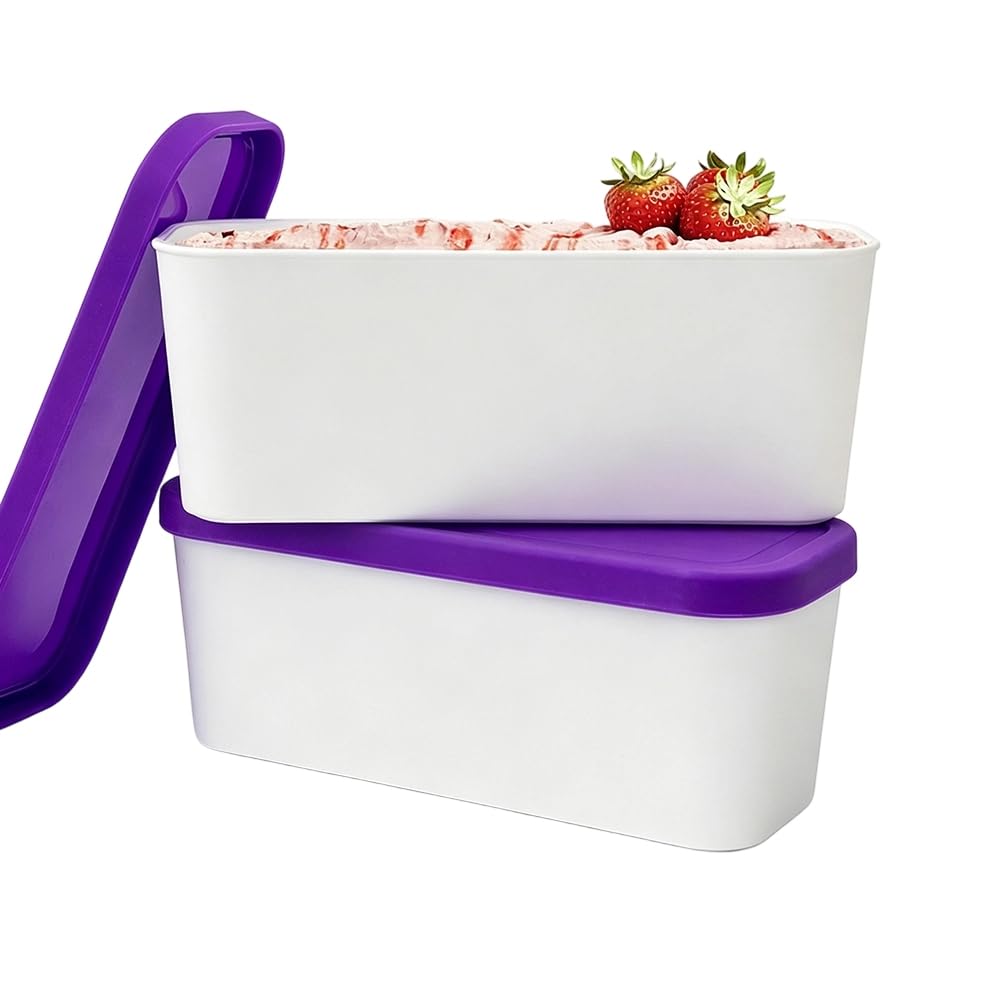CTRLZS Reusable Ice Cream Tub Container Set(2 Pack) 1.6 Quart Each-for Homemade Sorbet, Yogurt, Gelato