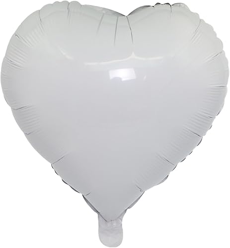 KALOR Globos de Mylar de corazón blanco de 18 pulgadas, 10 globos de papel de aluminio, globos en forma de corazón para compromiso, despedida de