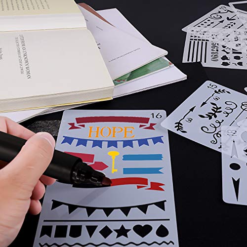 VETPW 12 Pièces Mixte Bullet Journal Pochoir, Pochoir Dessin Peinture, Pochoir à Dessin Réutilisable Plastique Pochoir pour Bricorage, Cartes, Scrapbooking, Planner, Wall Decor - Image 6