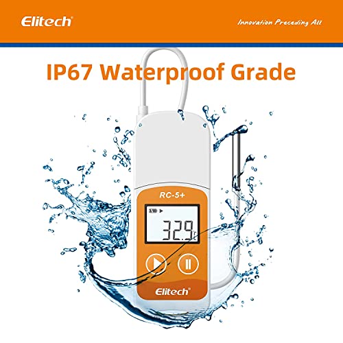 Image of [ISO 17025 Certified] Elitech RC-5+ TE Digital PDF USB Temperature Data Logger Reusable Recorder Refrigerator Thermometer 32000 Points High Accuracy (Extra External Sensor)