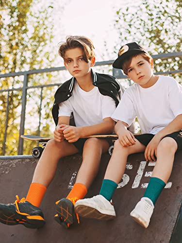 Yaomiao 20 Pairs Boys Solid Dress Socks Colorful Crew Socks Long Socks For Boy Casual Lightweight Cotton Athletic Socks Breathable Socks For Boys Girls #TOP7