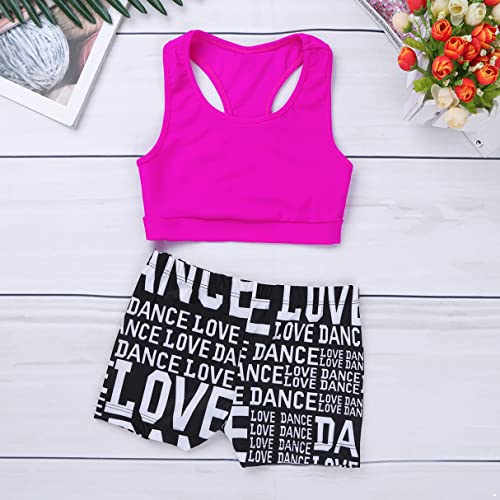 image for YiZYiF Kids Girls Basic 2 Piece Active Outfit Crop Top and Shorts Set 