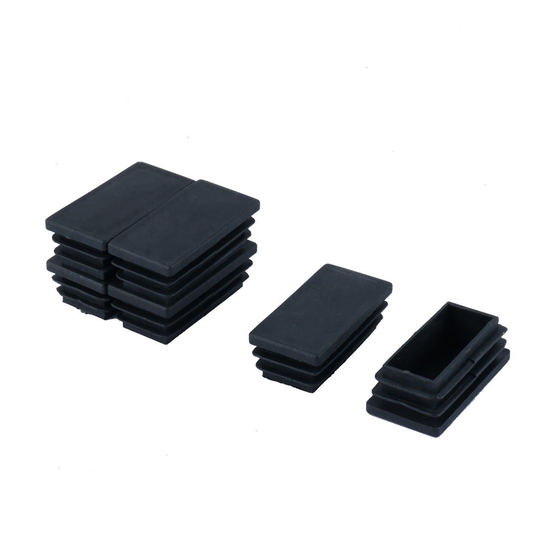 Uxcell Black Sourcing Map Plastic Rectangle Blanking End Cap Tubing Tube Inserts 25Mmx50mm 6 Pcs