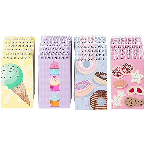 Bloc-notes en Spirale sur le Thème de Desserts - 24 Carnets de Tailles 7,6 x 12,7 cm - Lot de 24