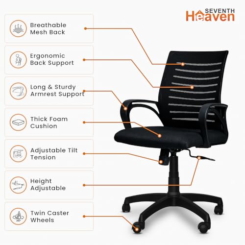 Seventh Heaven Boltt Mid Back Office Chair Black Black Mesh - Image 4