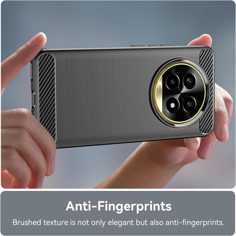 Image of NPRC Hybrid Ultra Slim Protective Case TPU Non-Slip Carbon Fiber Texture Shockproof Case Cover for Realme 13 pro+ - Black