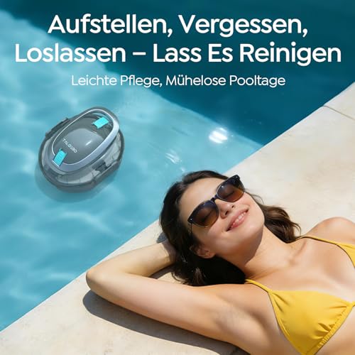(2026 neu) TALOSBO S2 Poolroboter mit Doppelfiltration,Dual Motoren Poolreiniger,Kabelloser Poolsauger Akku mit 90 Min Laufzeit,2,5H Ladezeit,Selbsteinparkfunktion für Flache Böden Pools