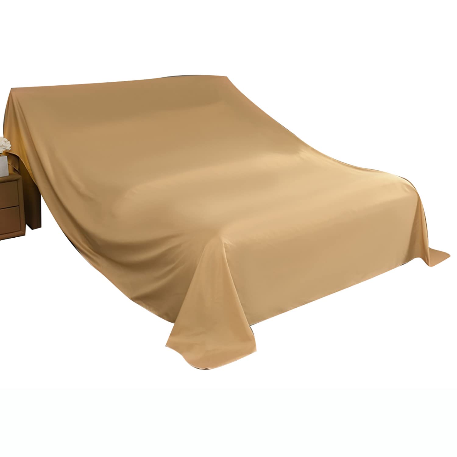 Furniture Dust Shroud Cloth, Bed/sofa Dustproof Throw Brushed Cotton Dust Sheets for Decorating/long Outings/removals (Camel,120×100cm)
