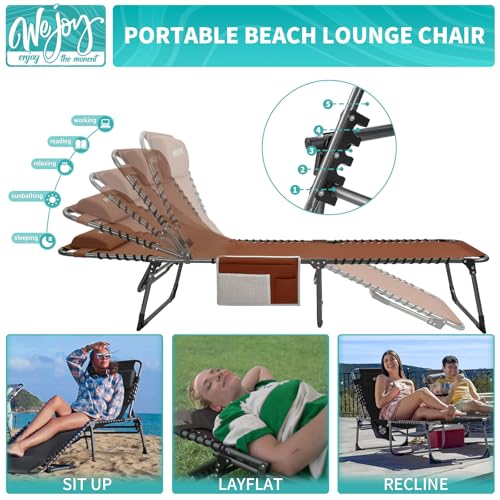 #WEJOY Folding Lounge Chair Outdoor, Khaki by #WEJOY - Used condition - Image 3
