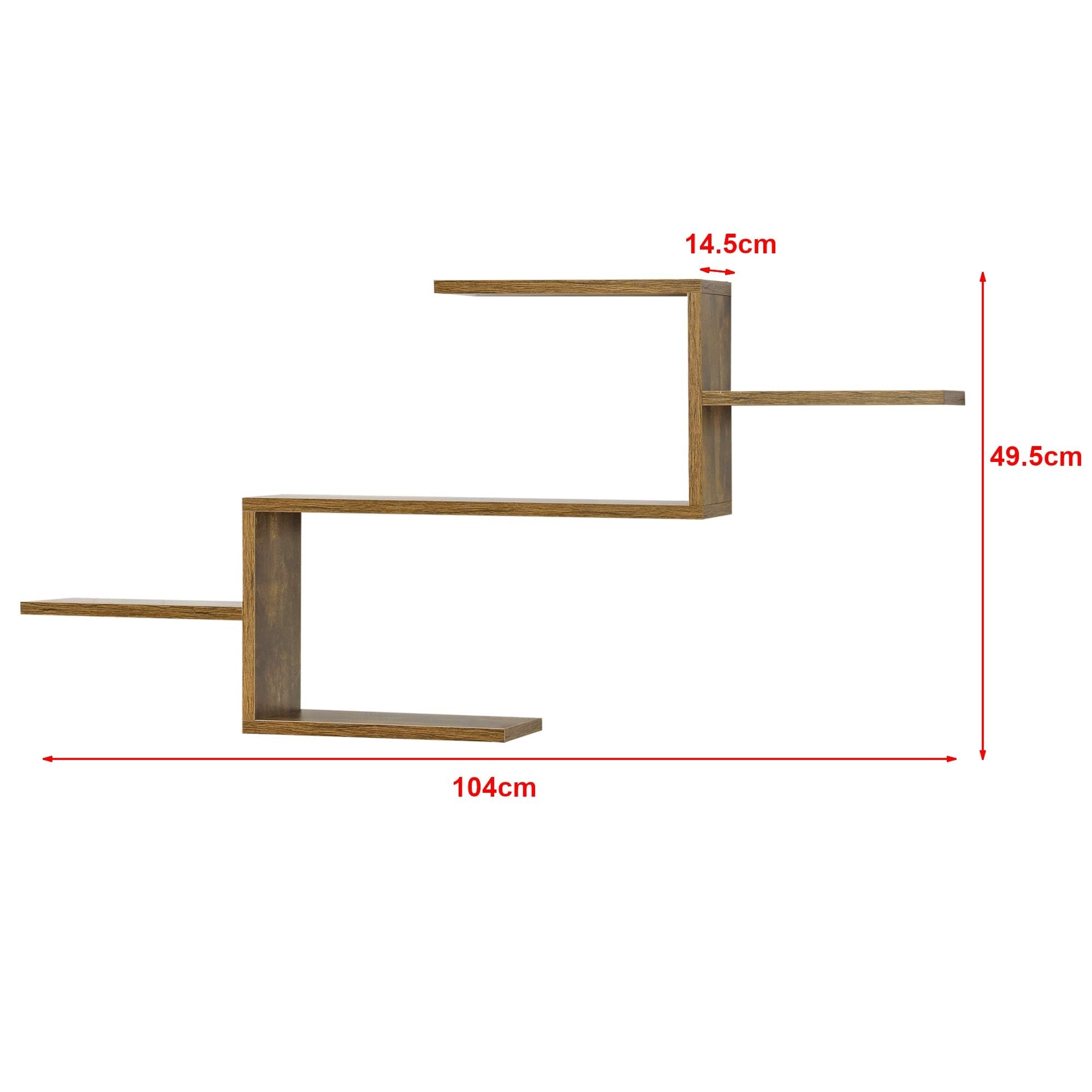 [en.casa] Mensola da Parete con 5 Ripiani e Vani Portaoggetti Scaffale a Muro Sospeso Espositore Pensile per Soggiorno Studio Corridoio 104 x 15 x 50 cm - Effetto Legno Scuro