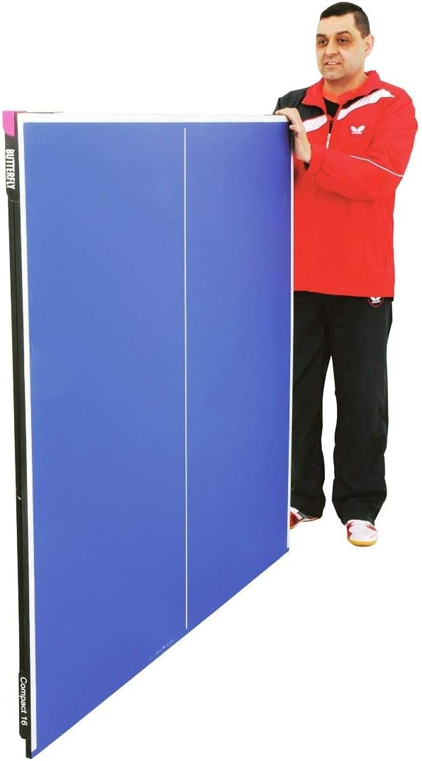 Butterfly Compact 16 Ping Pong Table - Ships Fully Assembled - Space Saver Ping Pong Table - Ping Pong Net Set Included,Blue