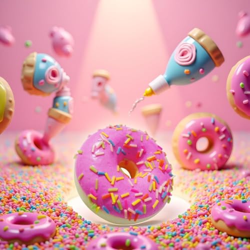 Image of Donut Squishy Toy, Soft Squeeze Fidget Toys with Colorful Food Designs, Donut Novelty Toys for Boys & Girls, Stress Relief Squeeze Toys for Home, Travel & Play, Pack of 1