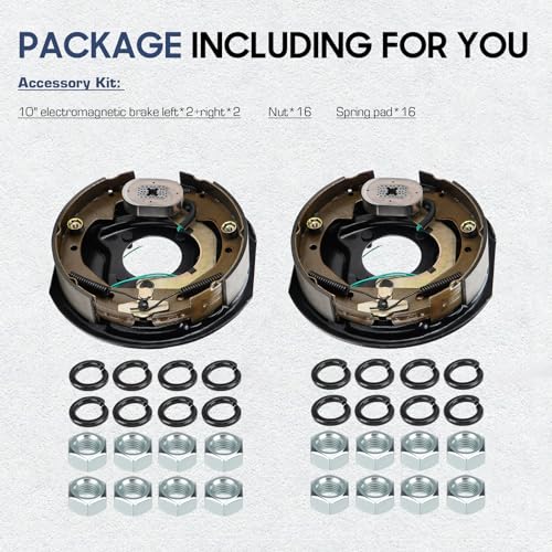 Image of SEHNSUCHT Trailer Electric Brakes, 2 Pair of 4 Hole Mounting Electric Brake Assembly 10 inch X 2-1 /4 inch for 3,500 lbs Axle-(Set 4: 2 Left+2 Right)