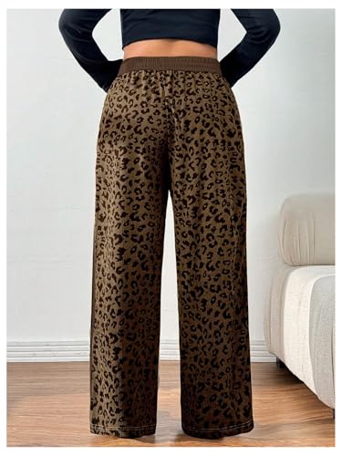 Verdusa Women's Plus Size Leopard Print Baggy Sweatpants Athletic Wide Leg Pants with Pockets2