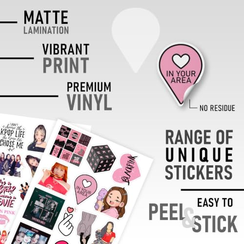 Image of CodersParadise K-Pop Girl Group Stickers Pack - 58PCS Premium Waterproof Vinyl Aesthetic Fan Stickers for Laptop, Phone, Water Bottle, Notebook, Diary & Journal Decoration for Teens & Girls