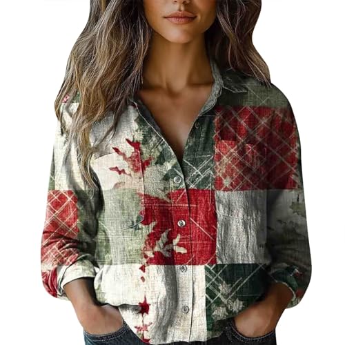 Camisas de franela a cuadros para hombre, Navidad 111, camisa de algodón estampada a la moda con botones, camisas casuales de manga larga, cuello en V, camisetas interiores para mujer, camouflage, 3XL