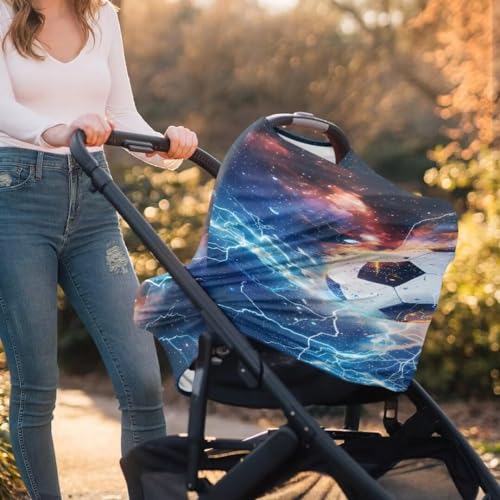 Image of Coldinair Lightening Fire Football Baby Car Seat Covers for Boys Multi-use Cover,Baby Carseat Canopy,Nursing Cover for Breastfeeding