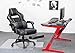 KILLABEE Massage Gaming Chair High Back PU Leather PC Racing Computer Desk Office Swivel Recliner with Retractable Footrest and Adjustable Lumbar Support, Gray/Black