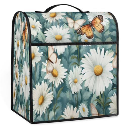 Coffee Maker Cover Butterfly Daisy Flower Kitchen Appliance Covers Small Appliance Covers Blender Cover Juicer Cover Dust Covers for Kitchen Appliances with Top Handle and Pockets,Washable,C311