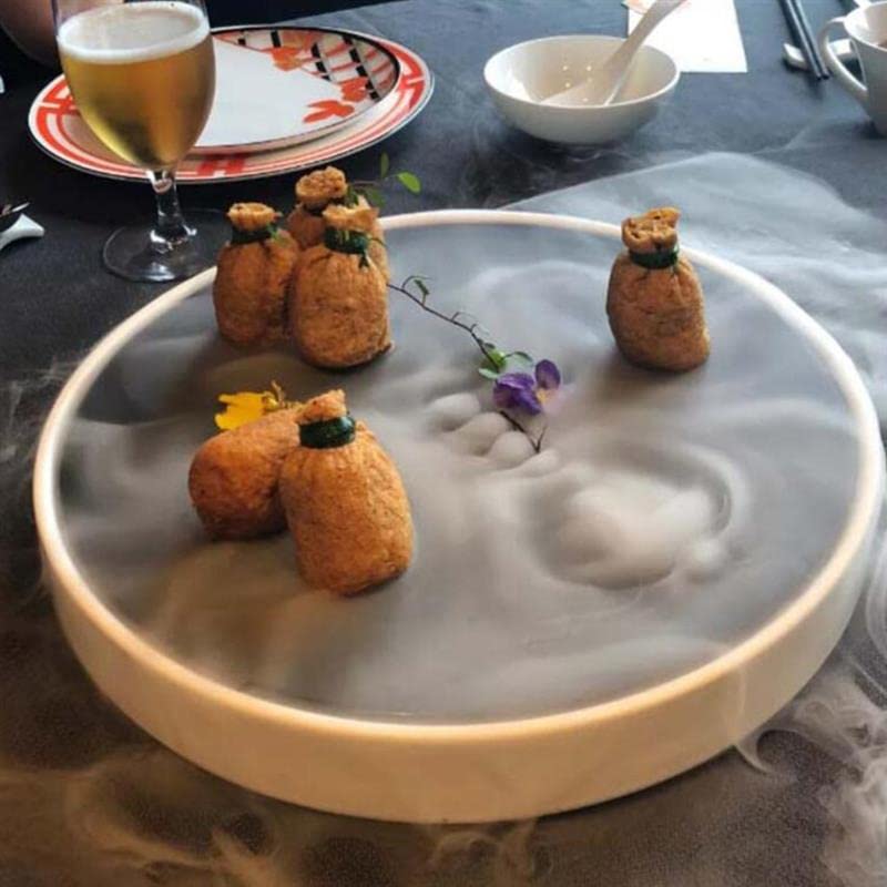 VIRUL Sashimi japonés Plato de Hielo seco salmón mariscos Sushi Plato de cerámica Postre Aperitivo Plato Restaurante vajilla