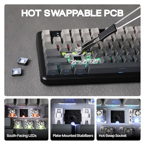 Image of MechLands Aula F108 100% Wireless Gaming Keyboard, Full Size Custom Gasket Mechanical Keyboard, 4000mAh Battery, Programmable 108 Keys, Hot-Swappable, for Win /Mac (Black Gradient)