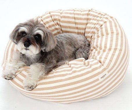 Amazon | オーガニックコットン 犬 猫のベッド ボーダードーナツタイプ