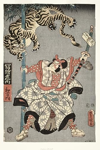 Pintura Utagawa Kunisada para salon lienzo de actor Onoe Waichi II 60x90