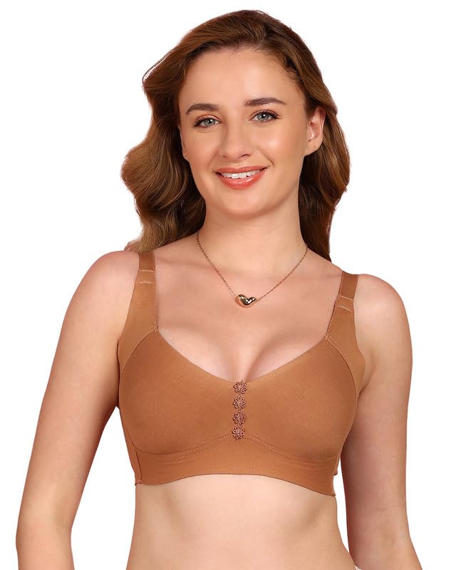 Image of Tweens Cotton Non-Padded M-Frame Minimiser Bonded Bra for Women | Full Coverage | Wire-Free | Non-Padded Cups with Hidden Concealer | Breathable Cotton | Elastic-Free No Marks | Pack of 1