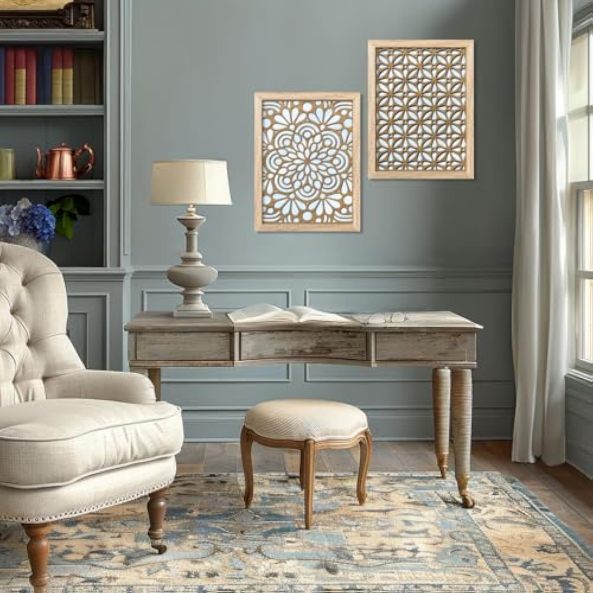 Wooden Framed Rectangular Wall Decor Mirror Set of 2
