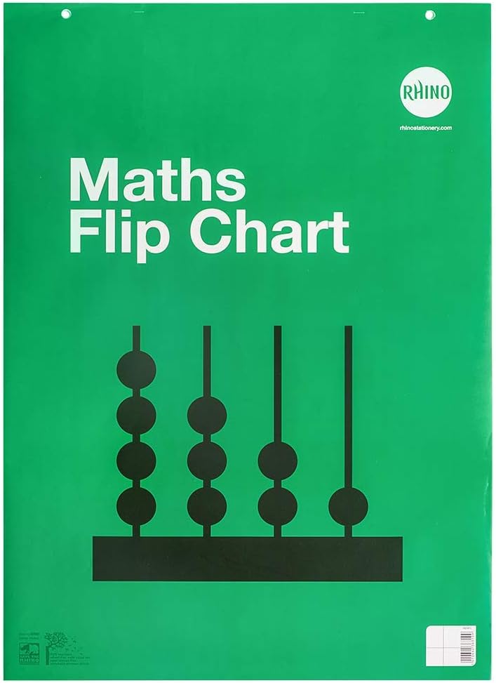 RhinoStationery A1 Educational Numeracy Flip Chart Pad | 60 Pages | A1 Paper Sheets | Learning Resources | Flipchart Paper, Green, RENFC-2