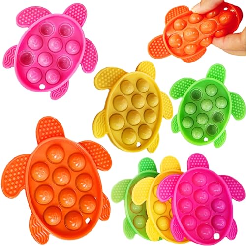 Image of 8 Packs Silicone Ocean Sea Turtle Teething Fidgets Pop for Kids,Infants Sensory Animal Shape Chew Toys