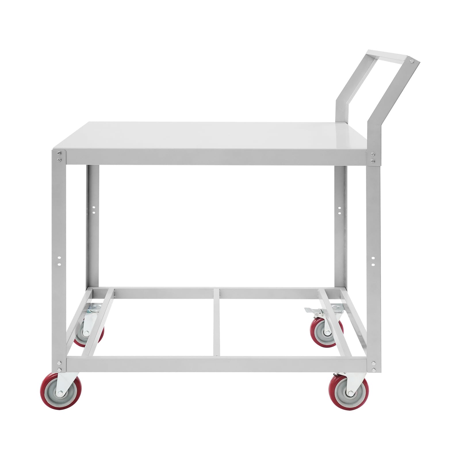 Carro de herramientas con 2 niveles, carro de mesa, carrito de plataforma de acero con ruedas, banco de trabajo con ruedas, carrito multifunción para almacén, garaje, taller, oficina, 90 x 60