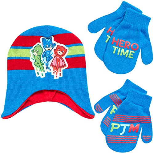 Image of PJ Masks Winter Hat and 2 Pair of Gloves or Mittens Set (Age 2-7)