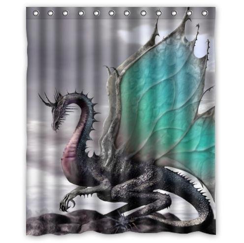 KXMDXAAncient Dragon Pattern Waterproof Polyester Bath Shower Curtain Size 60x72 Inch