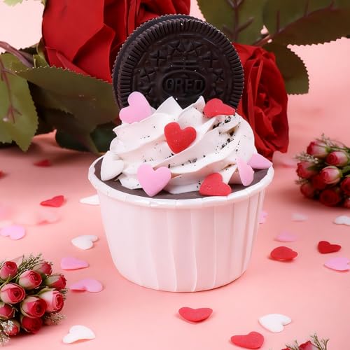 Image of Heart Sprinkles For Cake Decorating, Red Pink and White Edible Hearts
