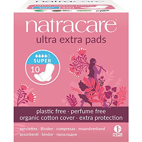 Natracare Organic Cotton Ultra Extra Pads with Wings, Super, 10 Count
